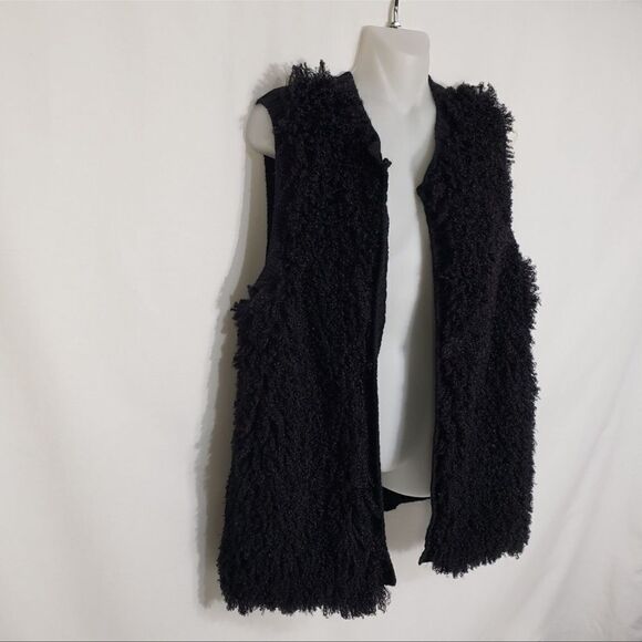 Eyeshadow soft vest Women L Faux Fur Black Open Front Sleeveless whimsigoth cozy - Picture 6 of 12